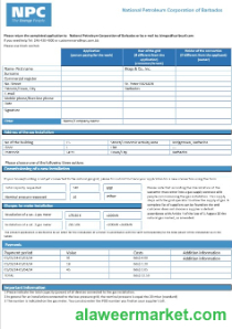 Barbados National Petroleum Corporation of Barbados gas business utility bill template in Word and PDF format